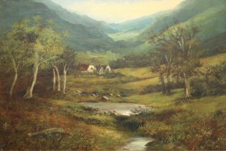 E.  NEVIL: A Large Antique c19th Landscape Oil Painting,  Fine Gilt Frame (1 of 2) 2
