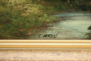 E.  NEVIL: A Large Antique c19th Landscape Oil Painting,  Fine Gilt Frame (1 of 2) 3