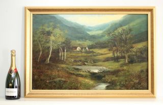 E.  NEVIL: A Large Antique c19th Landscape Oil Painting,  Fine Gilt Frame (1 of 2) 4