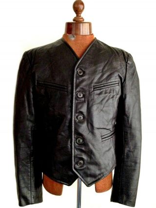 Vtg Mens 1930s Ww2 Horsehide Leather Cyclist Jacket German French Luftwaffe Sml