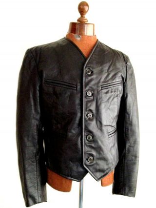 Vtg Mens 1930s WW2 HORSEHIDE Leather Cyclist Jacket German French LUFTWAFFE Sml 2