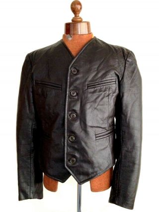 Vtg Mens 1930s WW2 HORSEHIDE Leather Cyclist Jacket German French LUFTWAFFE Sml 3