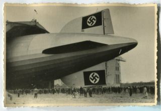 German Pre - Wwii Archive Photo: Lz 129 Hindenburg Airship Dirigible On Airfield