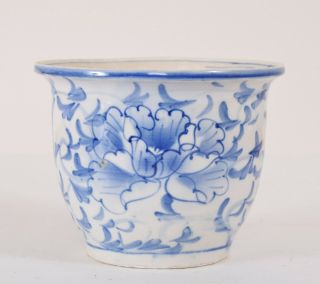 Antique Or Vintage Chinese Blue White Glaze Porcelain Flower Pot