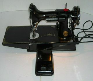 Vintage Singer Featherweight 221 - 1 Sewing Machine with Case & Attachments 2