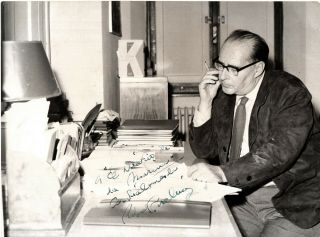 Italian Film Neorealist Director Roberto Rossellini,  Rare Signed Vintage Photo.