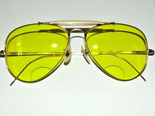 Vtg Ray Ban Shuron Bausch & Lomb Aviator Yellow Glasses B & L 1/10 12k Bifocal