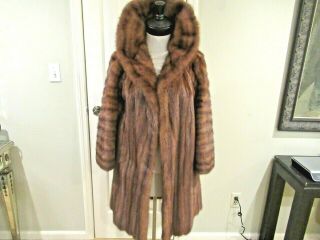 Extraordinary Vtg Wild/whiskey Mink Coat W/ Horizontal Skins Collar/sleeve Xl