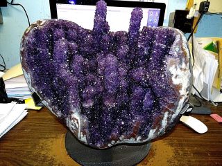 Amethyst Crystal Cluster Geode Uruguay Cathedral Full Stalactites Stand; Rare