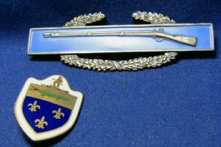 Wwii Sterling Cib Combat Infantry Badge & 328th Infantry Regiment Di Unit Pin