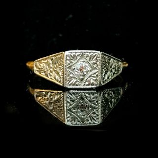 Art Deco 18ct,  Gold & Platinum Diamond Solitaire Engagement Ring,  Circa 1920