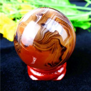 68g Brown Madagascar Crazy Lace Silk Banded Agate Tumbled Ball 37mm HG16889 2