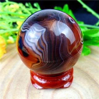 65g Brown Madagascar Crazy Lace Silk Banded Agate Tumbled Ball 36mm Hg16911