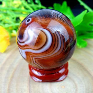 65g Brown Madagascar Crazy Lace Silk Banded Agate Tumbled Ball 36mm HG16911 2