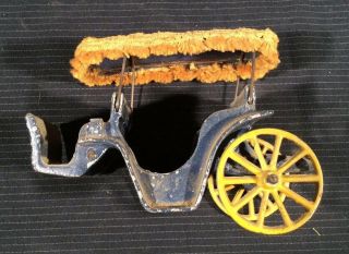 Vintage Stanley Toys Cast Iron Horse Drawn Blue Carriage Buggy Wagon
