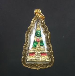 Emerald Buddha Phra Kaew Morakot Pendant Gold Case Thai Amulet Talisman