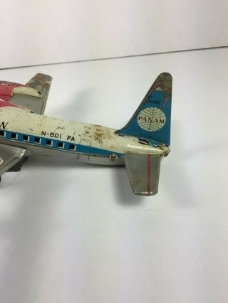PAN AM 7 Pan American N - 801 PA Clipper Meteor Tin Plane Toy Japan 3