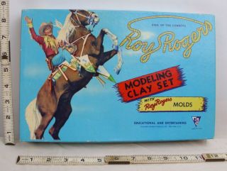 Roy Rogers Modeling Clay Set Box Only 1950s Standard Toykraft Sharp