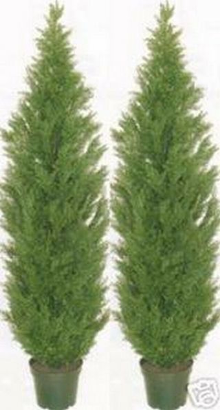 2 Cedar Outdoor Tree 7ft Topiary Plant Artificial Bush Uv Cypress Pine Evergreen