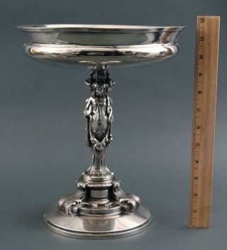 Antique Simpson,  Hall & Miller Figural 3 - Graces,  Silver Plate Fruit Bowl Compote