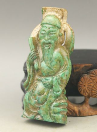 Chinese old natural jade hand - carved old buddha one of baxian 3