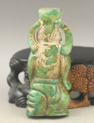 Chinese old natural jade hand - carved old buddha one of baxian 4
