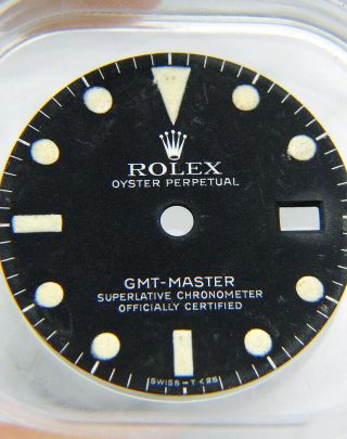 Vintage Rolex Gmt - Master 1675 Matte Black Tritium Watch Dial Late 1970 