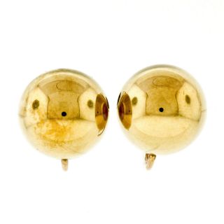 Vintage Tiffany & Co.  14k Yellow Gold Domed Puffed Round Button Screw On Earring