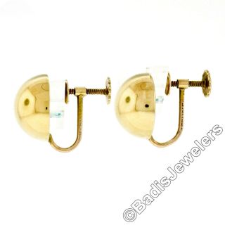 Vintage Tiffany & Co.  14K Yellow Gold Domed Puffed Round Button Screw On Earring 3