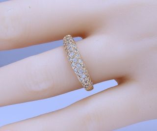 Sparkly Estate 14k Yellow Gold Natural Diamond Pave Set Band Ring 3/4 Ctw