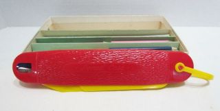 HARD PLASTIC FIGURAL PEN KNIFE SHAPED PENCIL CASE BOX VINTAGE c.  1950 ' s NEAT 2