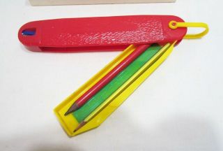 HARD PLASTIC FIGURAL PEN KNIFE SHAPED PENCIL CASE BOX VINTAGE c.  1950 ' s NEAT 3