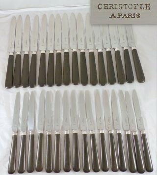 Christofle Set Of 32 Antique Knives 16x Table 16x Dessert Ebony Handl Knife Rare