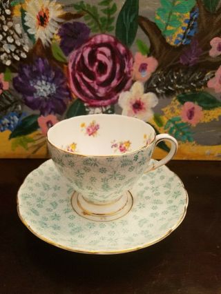 Vintage Foley China Bone China Tea Cup And Saucer Floral Gold Trim Pedestal