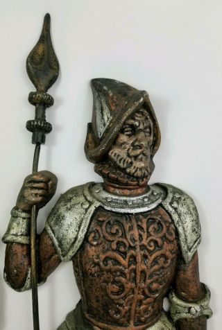 2 Vintage Cast Iron Spanish Conquistadors Wall Sculpture Mid - Century 30 