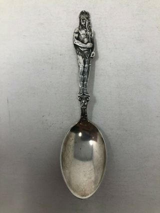 Watson Sterling Silver Souvenir Spoon Full Figural Standing Indian
