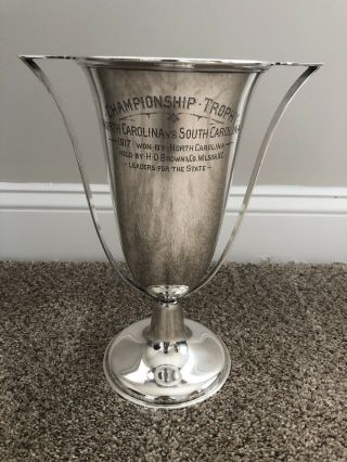 Rare North Carolina Vs.  South Carolina Sterling Silver Trophy 1917.  30.  4 Ounces.