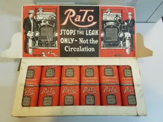 Vintage 1911 Rato " Stops The Leak " Radiator Seal Counter Top Display Model T Nos