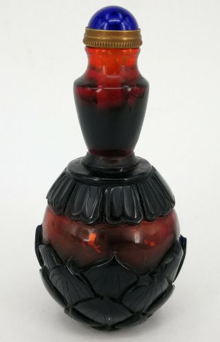 Chinese Vintage Handwork Carving Glass Snuff Bottle - 62 -