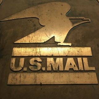 RARE Vintage 24” x 24” Cast Metal USPS US Post Office Sign 1970s Standing Eagle 3