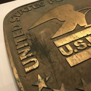 RARE Vintage 24” x 24” Cast Metal USPS US Post Office Sign 1970s Standing Eagle 4