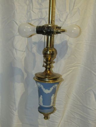 Blue Wedgwood And Brass Hanging Lamp Living Room 24 " Long