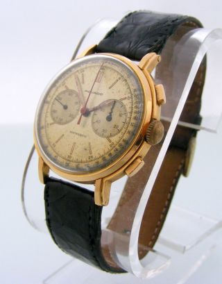 Vintage Movado Chronograph cal M90 Ref.  R 9023 18k.  solid gold case dial 11