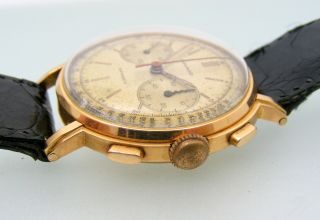 Vintage Movado Chronograph cal M90 Ref.  R 9023 18k.  solid gold case dial 5