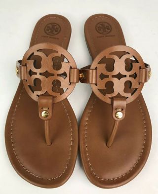 Tory Burch ‘miller’ Vintage Vachetta Leather Flip Flop Sandals Women’s Size 8 M