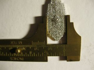 14k White Gold Art Deco Filigree/Diamond Pendant/Necklace,  18 8