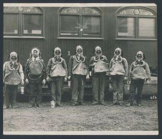 1911 Bureau Of Mines Rescue Workers (rescue Suits) Vintage Photo