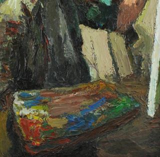 Vintage CHARLES CHARLEY EDELMEN Impressionist Artist Self Portrait Oil Painting 4