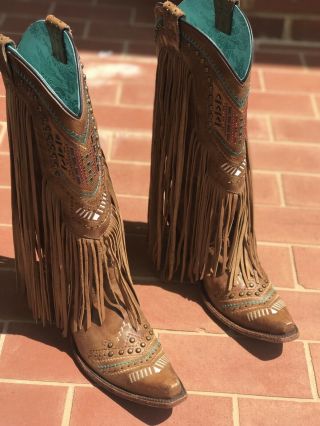 Women’s Aztec Corral Vintage With Fringe Snip Toe Boot