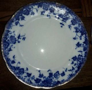 9 " Antique Burgess & Leigh - Burslem - England " Vermont " Flow Blue Plate